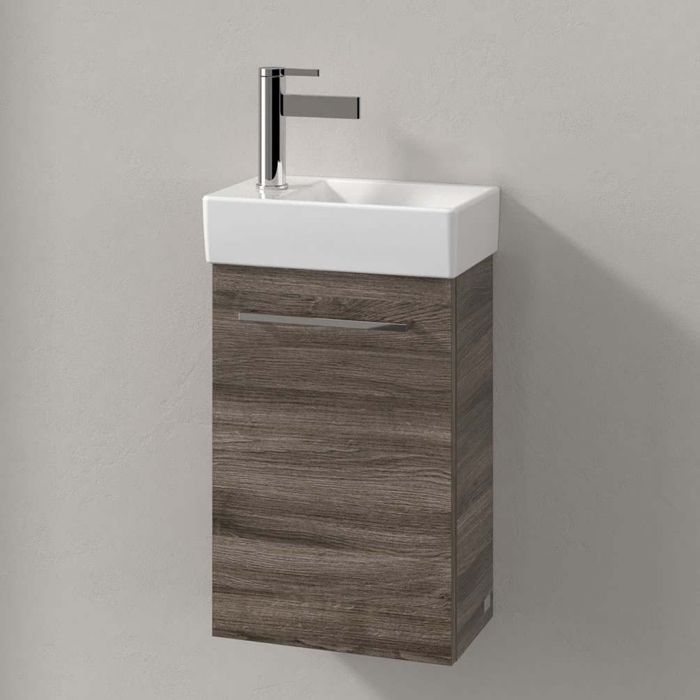 Lifestyle image of Villeroy & Boch Avento Stone Oak 360mm Left-Handed Cloakroom Vanity Unit